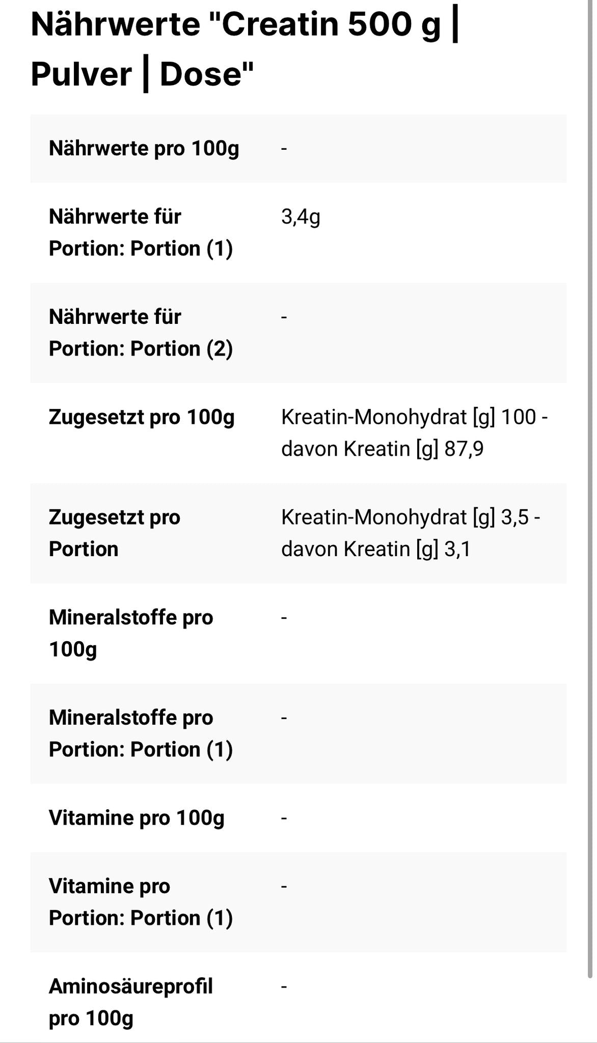 Faster Creatin Monohydrat 500g